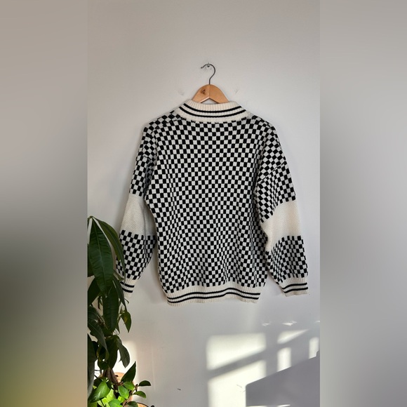 Dressed in LALA Get What I Want Grandpa Cardigan in Checked Black White Size S - Picture 13 of 13